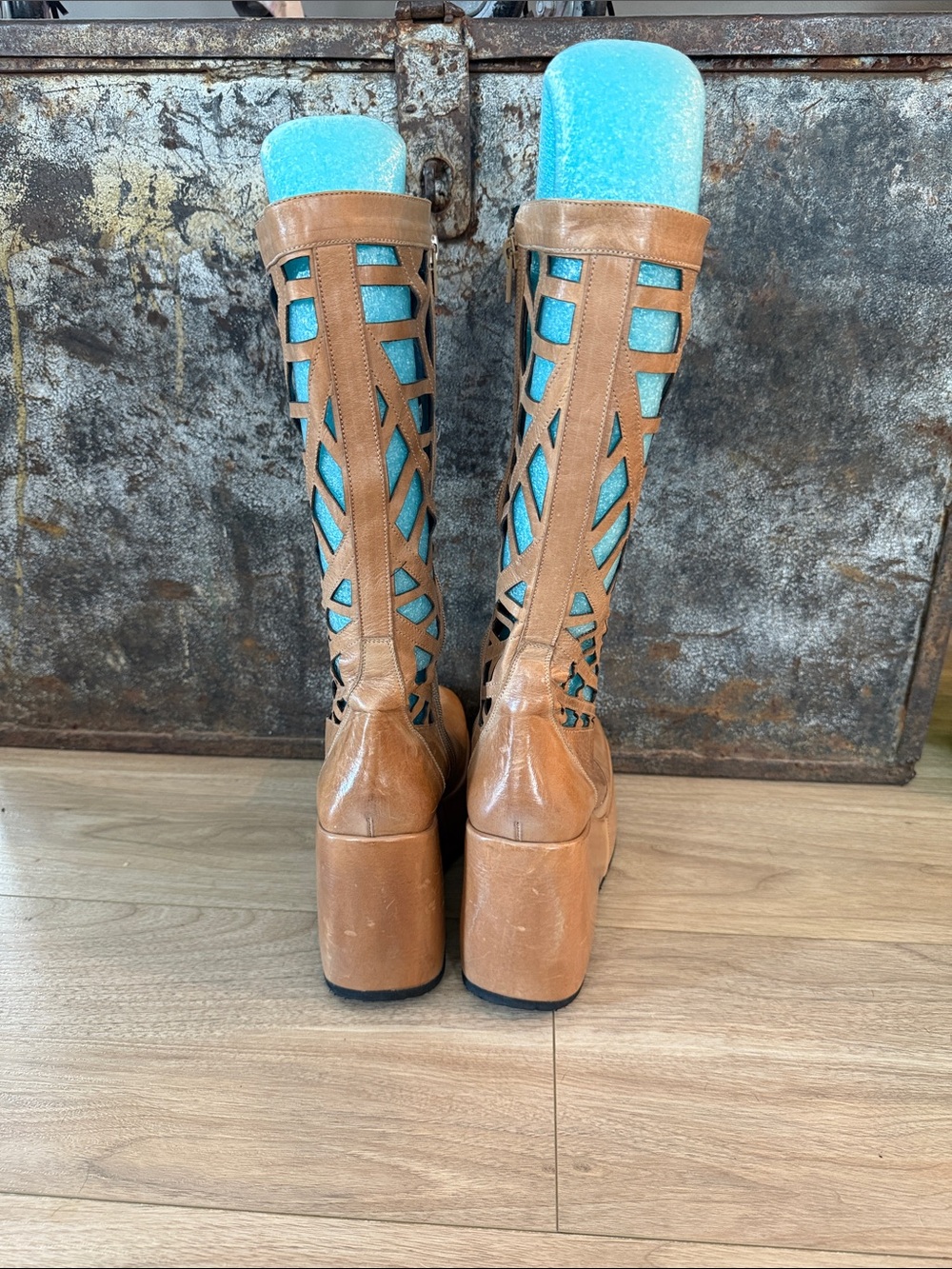 Vtg Candies laser cut platform leather boots - Picture 6 of 12